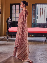 Bagru Statements: Hand Block Printed Kota Doria Saree - Brick Heritage