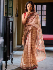 Bagru Statements: Hand Block Printed Kota Doria Saree - Lush Garden