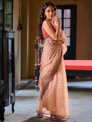 Bagru Statements: Hand Block Printed Kota Doria Saree - Lush Garden