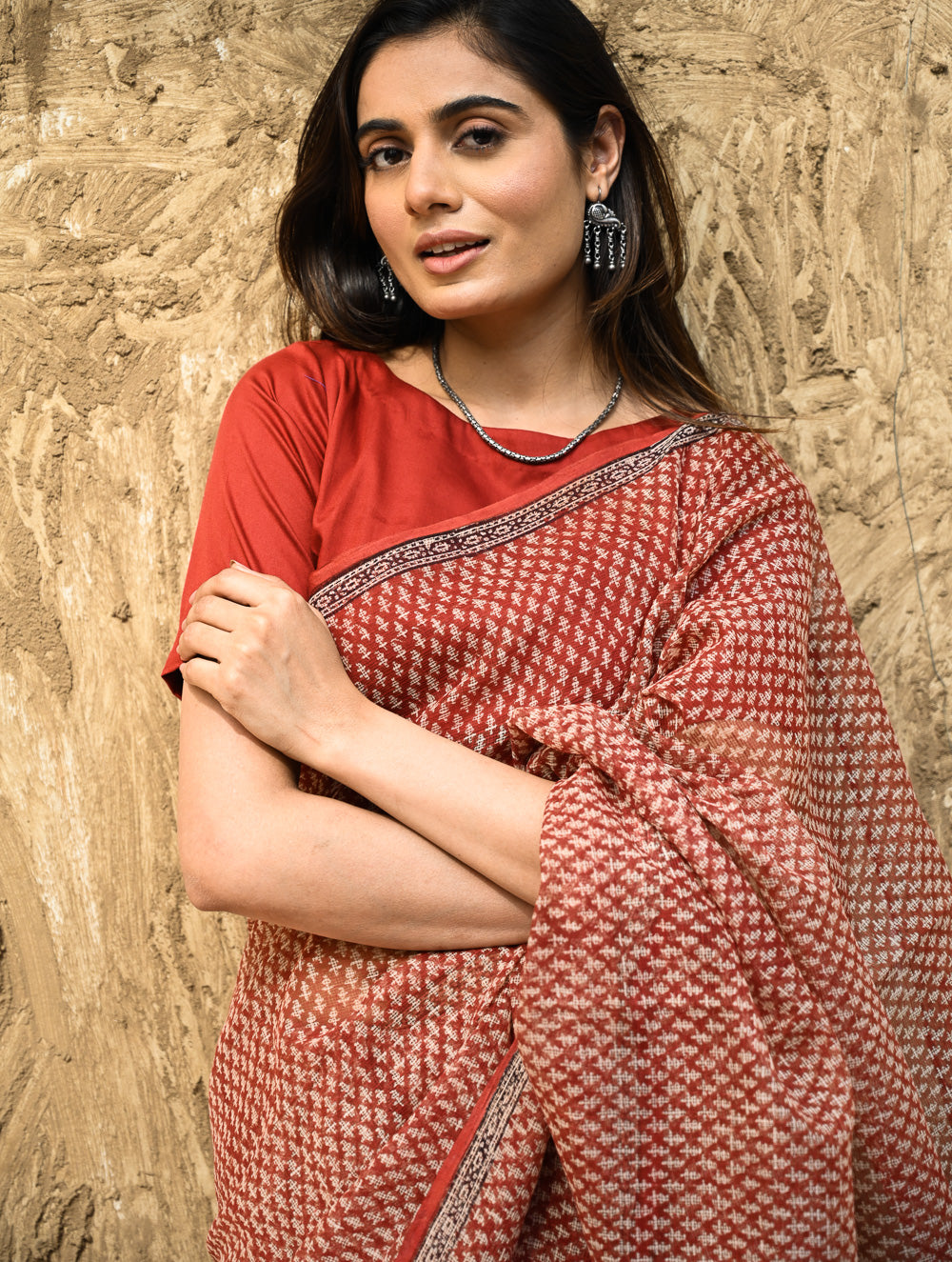 Bagru Statements : Hand Block Printed Kota Doria Saree - Kusuma Dhara