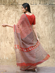 Bagru Statements : Hand Block Printed Kota Doria Saree - Kusuma Dhara