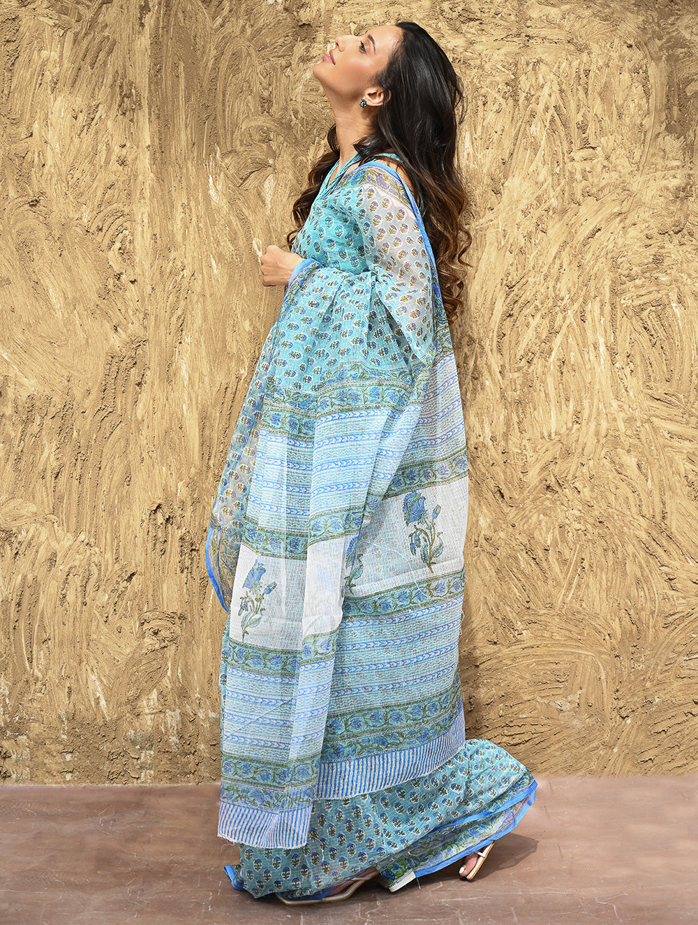 Sanganer Summers : Hand Block Printed Kota Doria Saree - Jal Butti