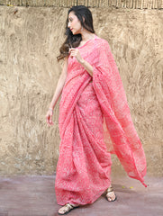 Dabu Vibes : Hand Block Printed Kota Doria Saree - Gulnaar