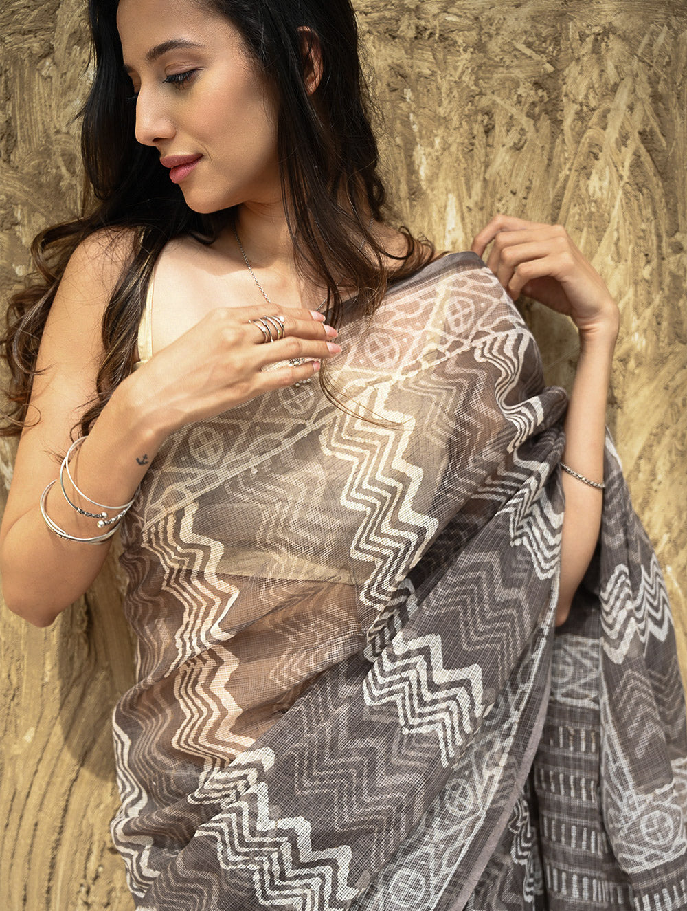 Dabu Hand Block printed Kota Doria