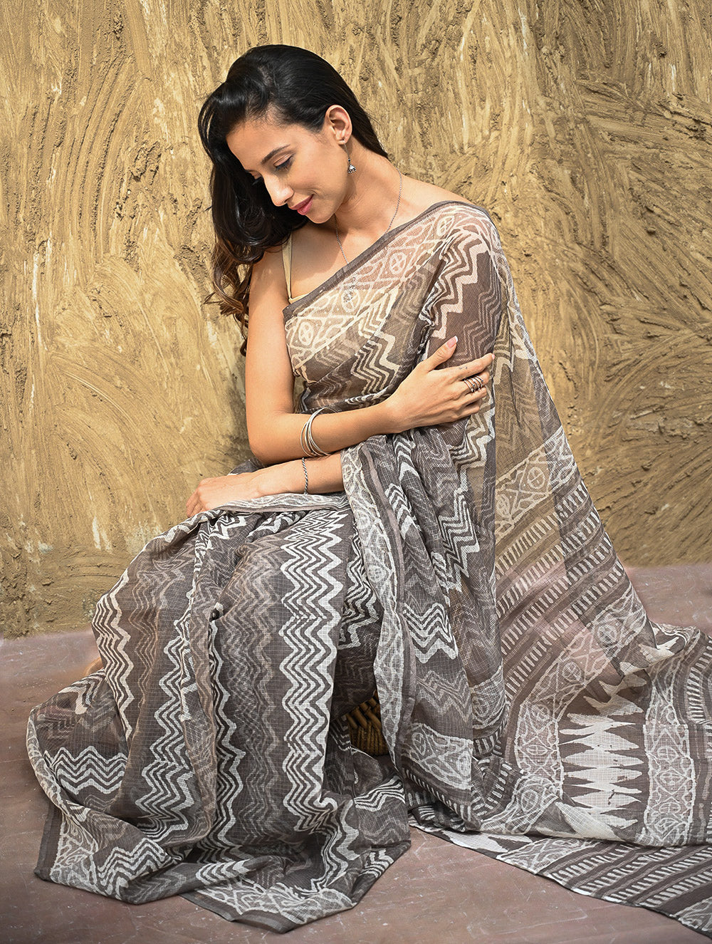 Dabu Hand Block printed Kota Doria