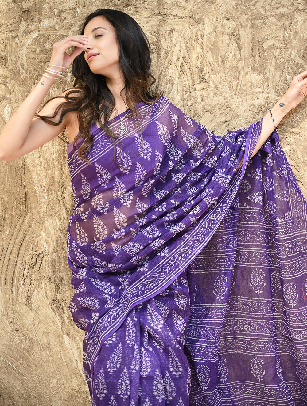 Dabu Hand Block printed Kota Doria