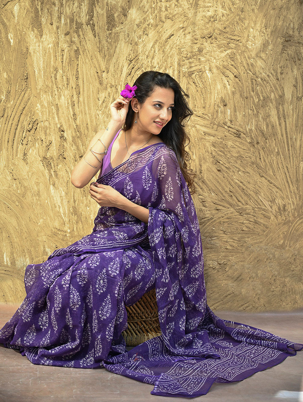 Dabu Hand Block printed Kota Doria