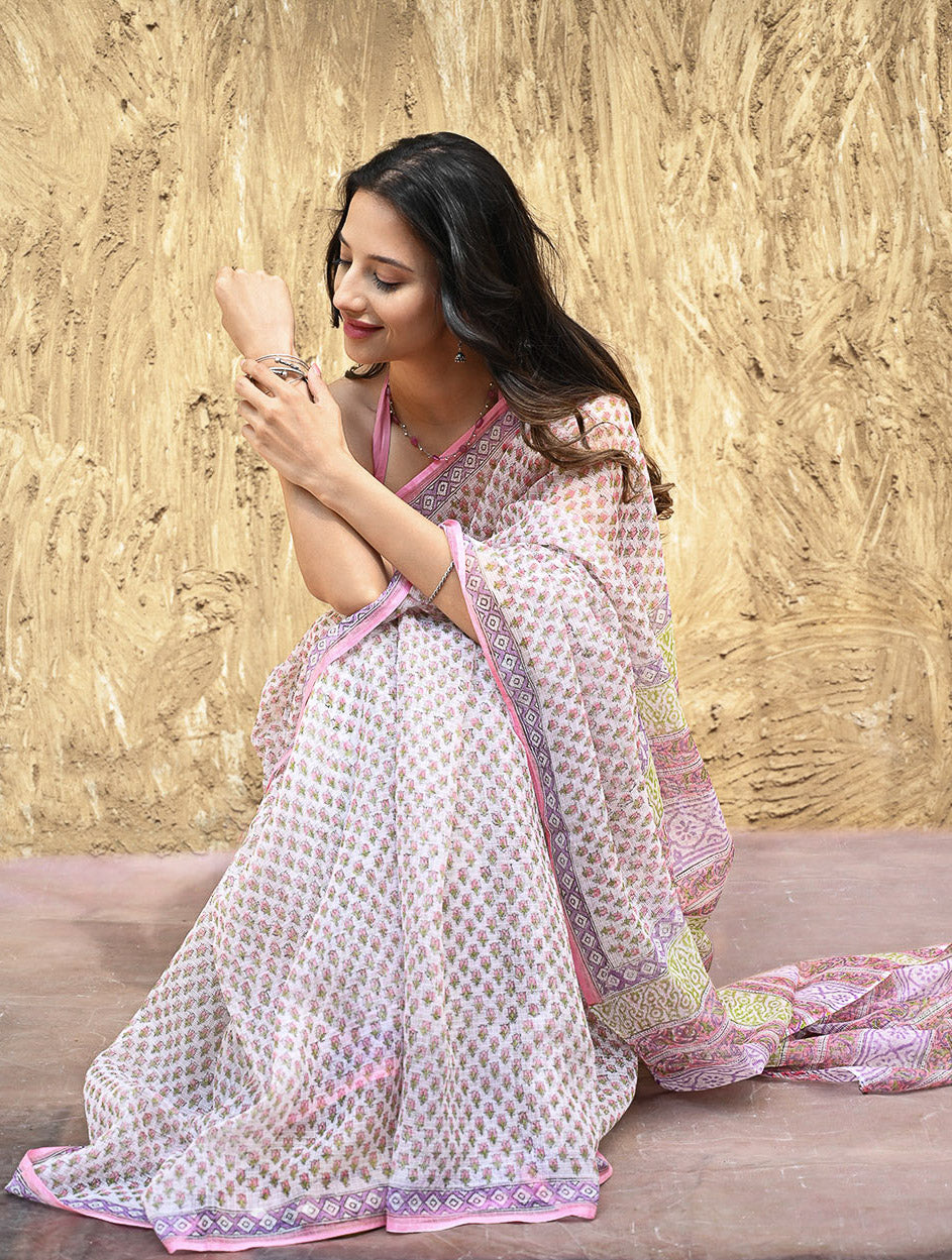 Sanganeri Hand Block printed Kota Doria