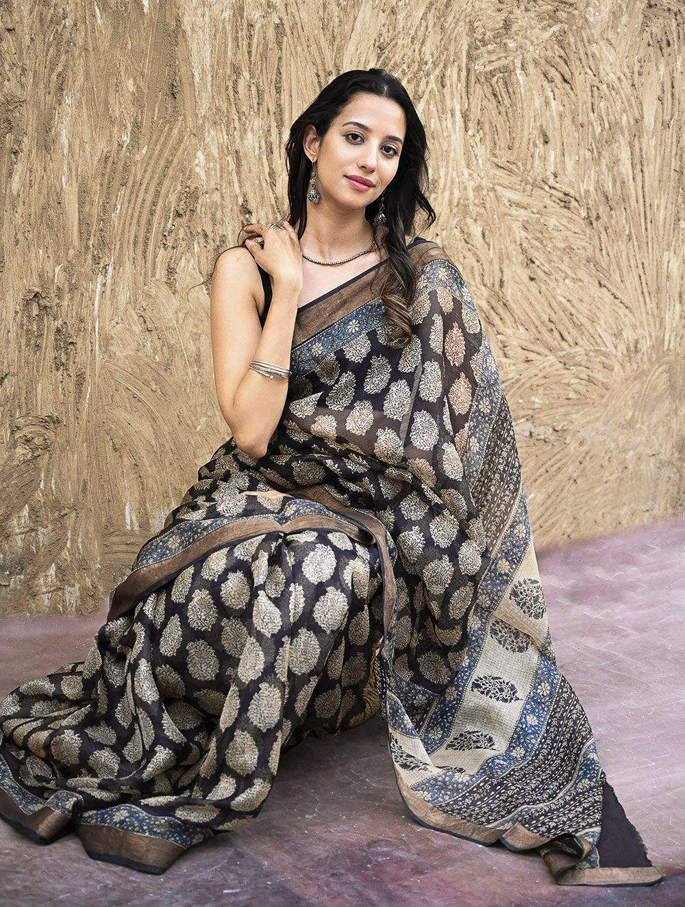 Bagru Hand Block printed Silk Kota Doria