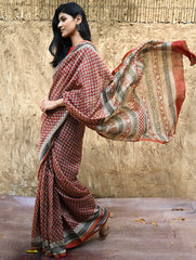 Bagru Statements : Hand Block Printed Chanderi Saree - Rajrekha 