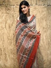 Bagru Statements : Hand Block Printed Chanderi Saree - Rekha Mandala