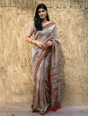 Bagru Statements : Hand Block Printed Chanderi Saree - Rekha Mandala