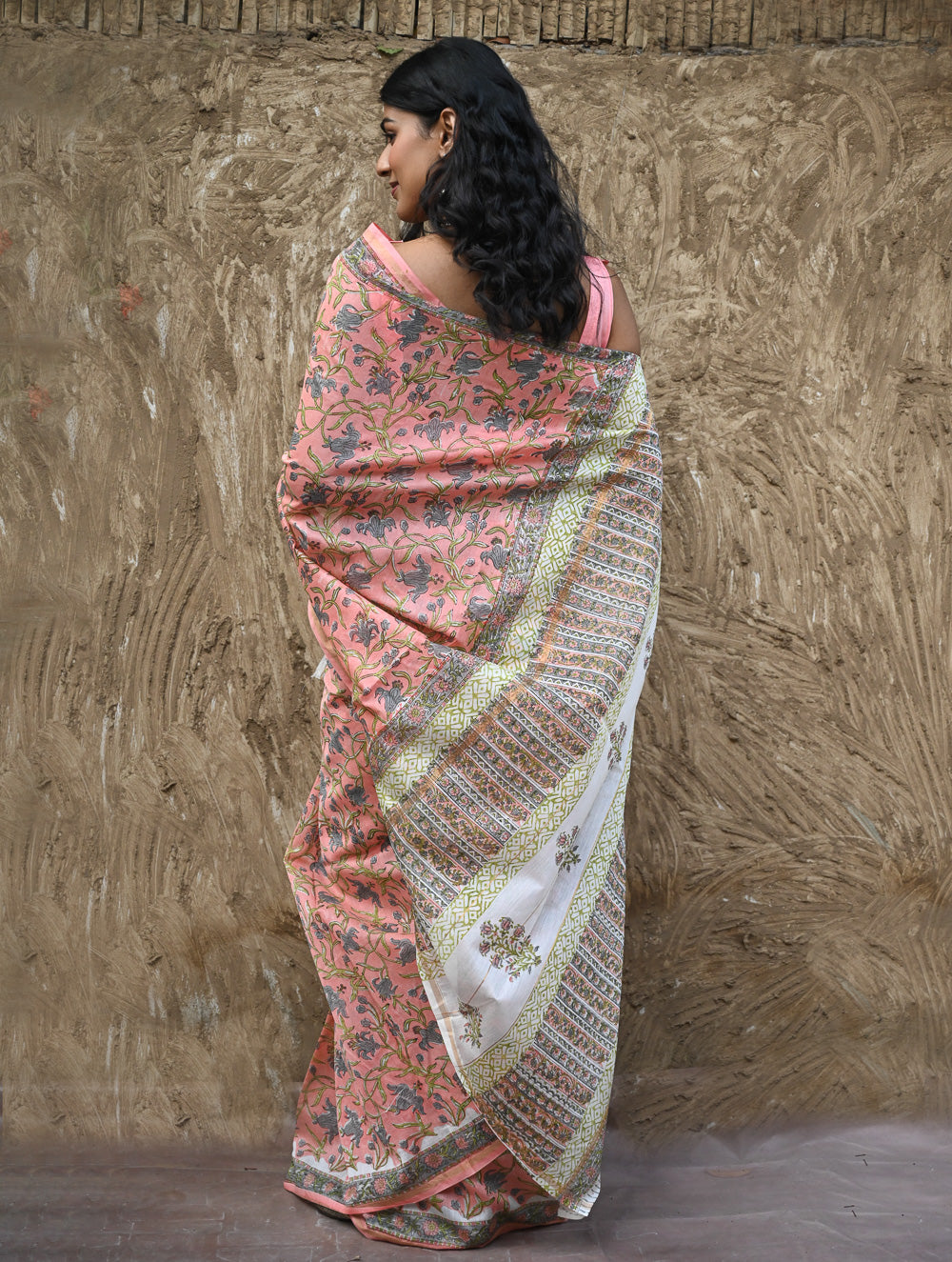 Sanganer Summers : Hand Block Printed Chanderi Saree - Gulnaar