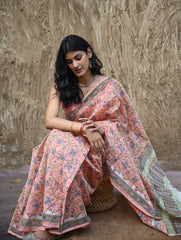 Sanganer Summers : Hand Block Printed Chanderi Saree - Gulnaar