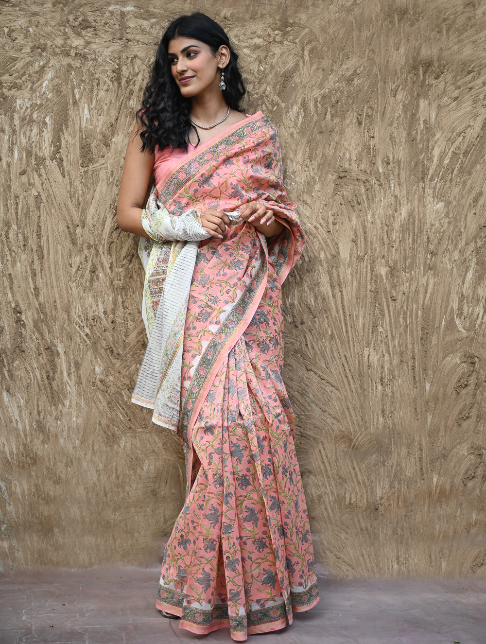 Sanganer Summers : Hand Block Printed Chanderi Saree - Gulnaar