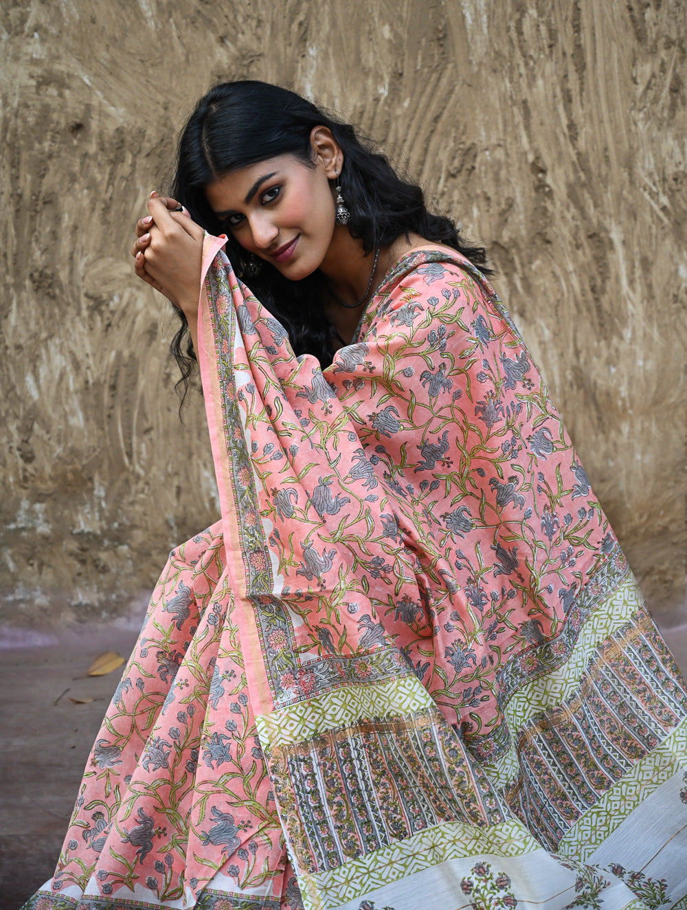 Sanganer Summers : Hand Block Printed Chanderi Saree - Gulnaar