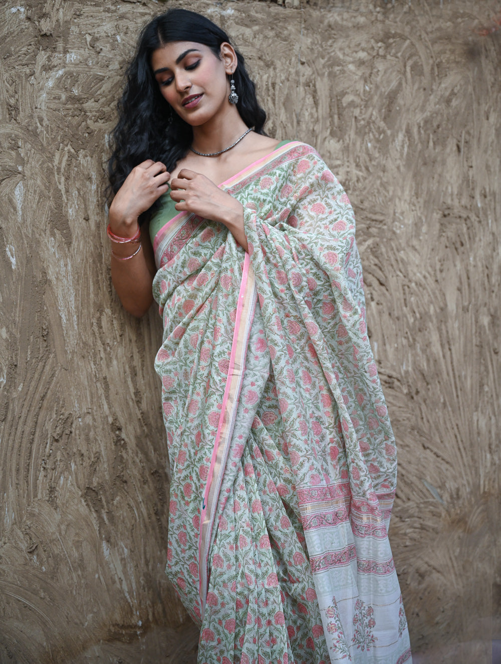 Sanganer Summers : Hand Block Printed Chanderi Saree - Pankhudi 