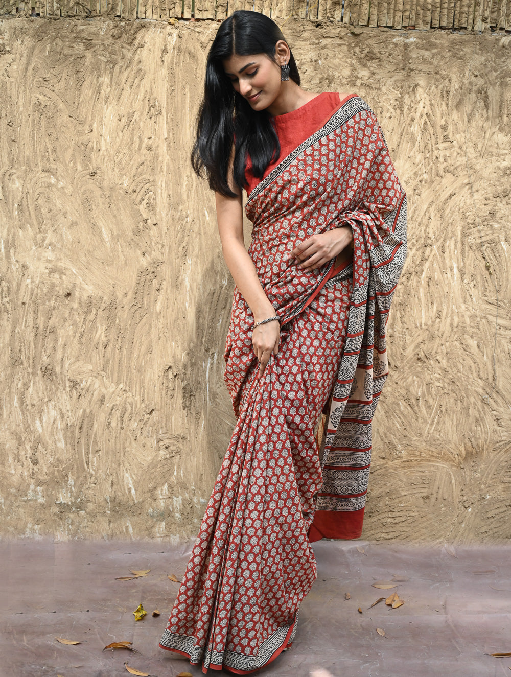Bagru Statements : Hand Block Printed Cotton Saree - Mandala Rang