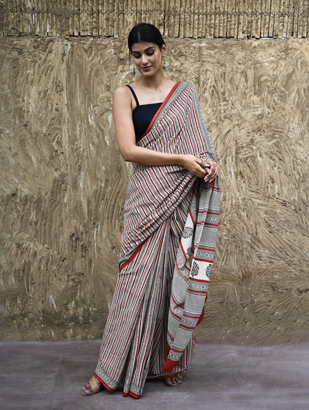 Bagru Statements : Hand Block Printed Cotton Saree - Belrekha