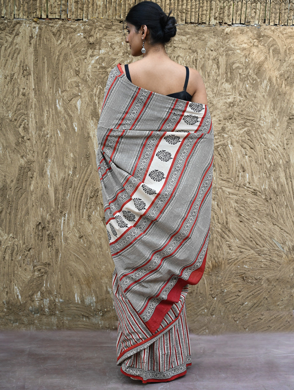 Bagru Statements : Hand Block Printed Cotton Saree - Belrekha