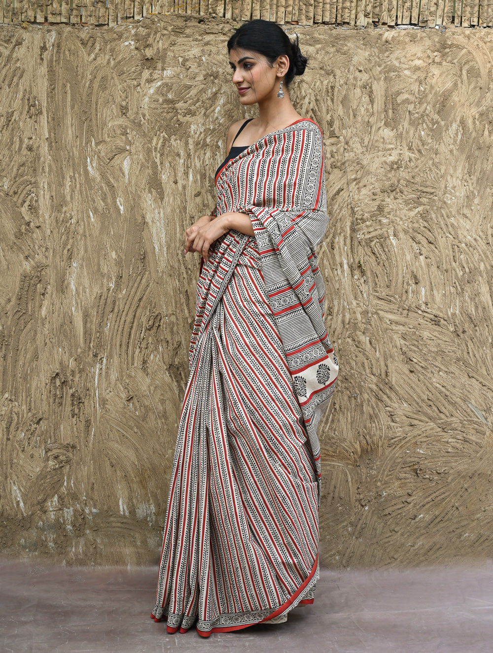 Bagru Statements : Hand Block Printed Cotton Saree - Belrekha