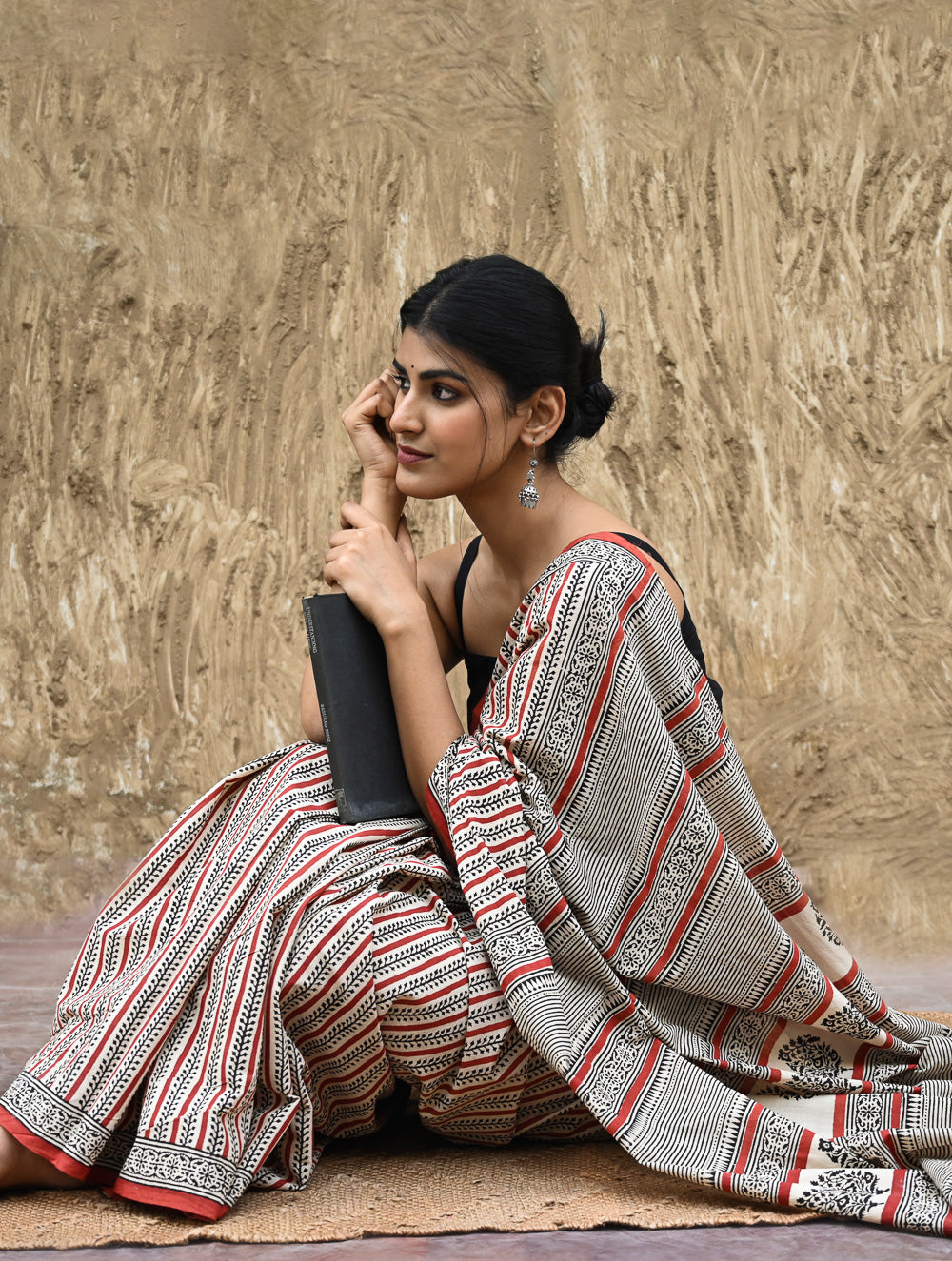 Bagru Statements : Hand Block Printed Cotton Saree - Belrekha