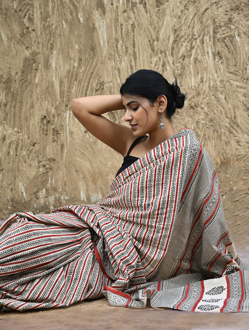 Bagru Statements : Hand Block Printed Cotton Saree - Belrekha