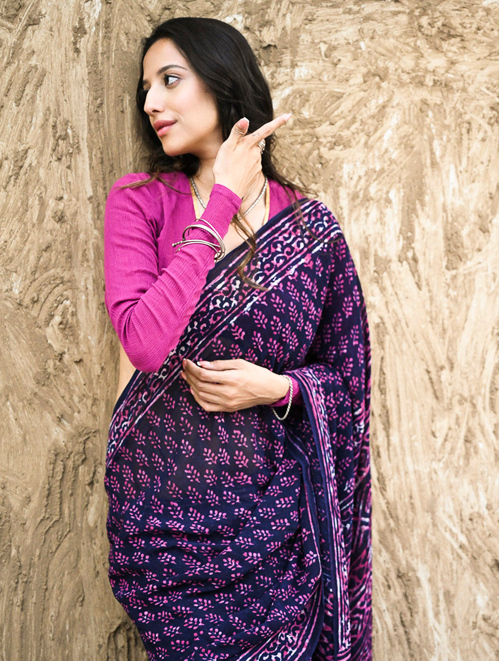 Dabu Hand Block printed Georgette