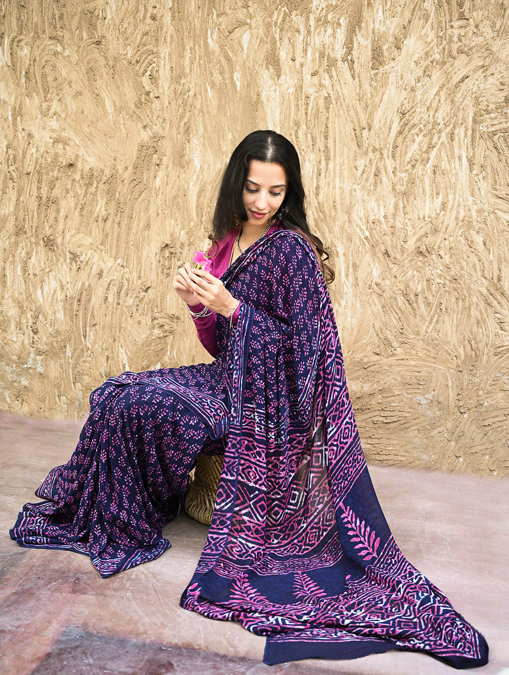 Dabu Hand Block printed Georgette