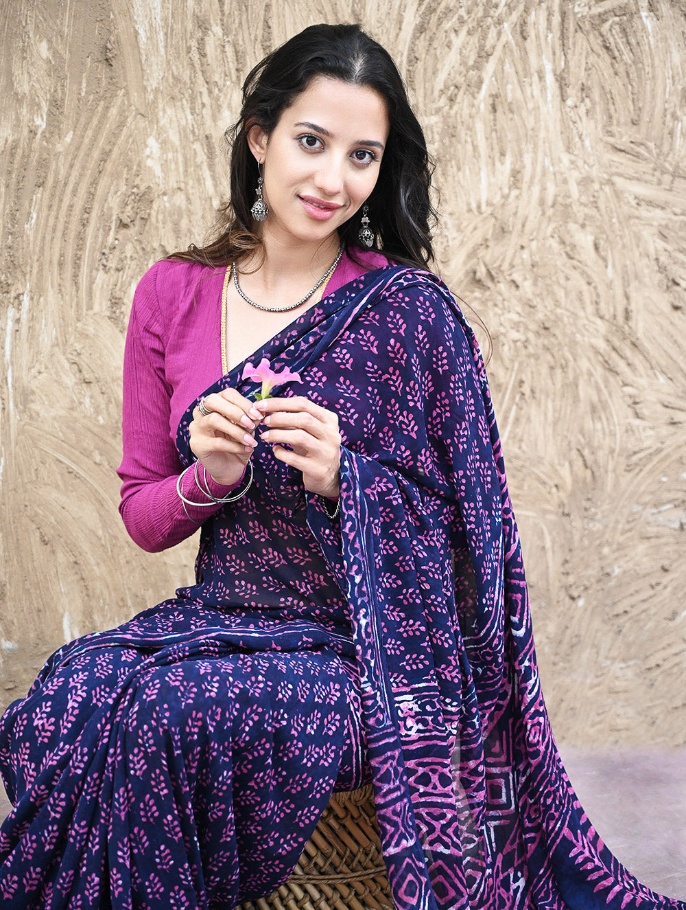 Dabu Hand Block printed Georgette