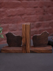 Nazakat. Exclusive, Fine Hand Engraved Wood Block Book Ends (Set of 2) - Cows