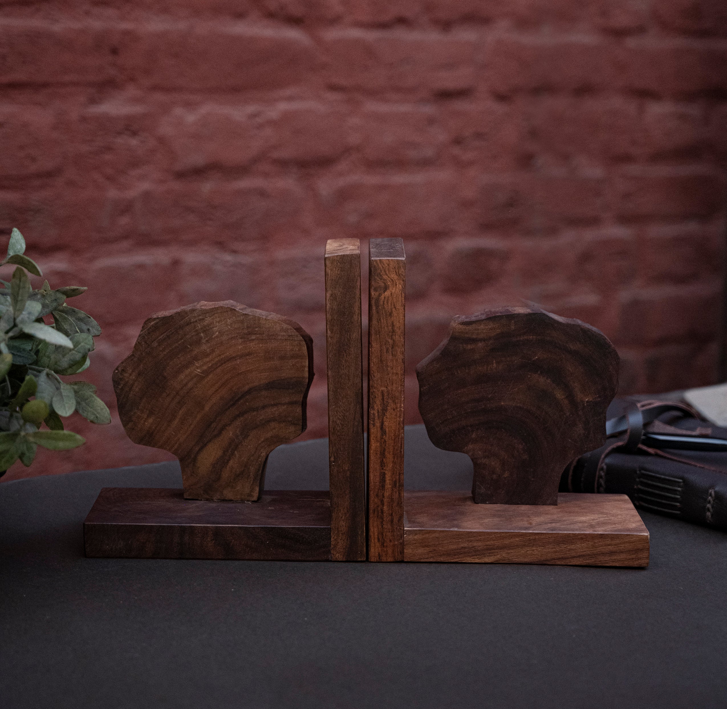 Nazakat. Exclusive, Fine Hand Engraved Wood Block Book Ends (Set of 2) - Tree of Life
