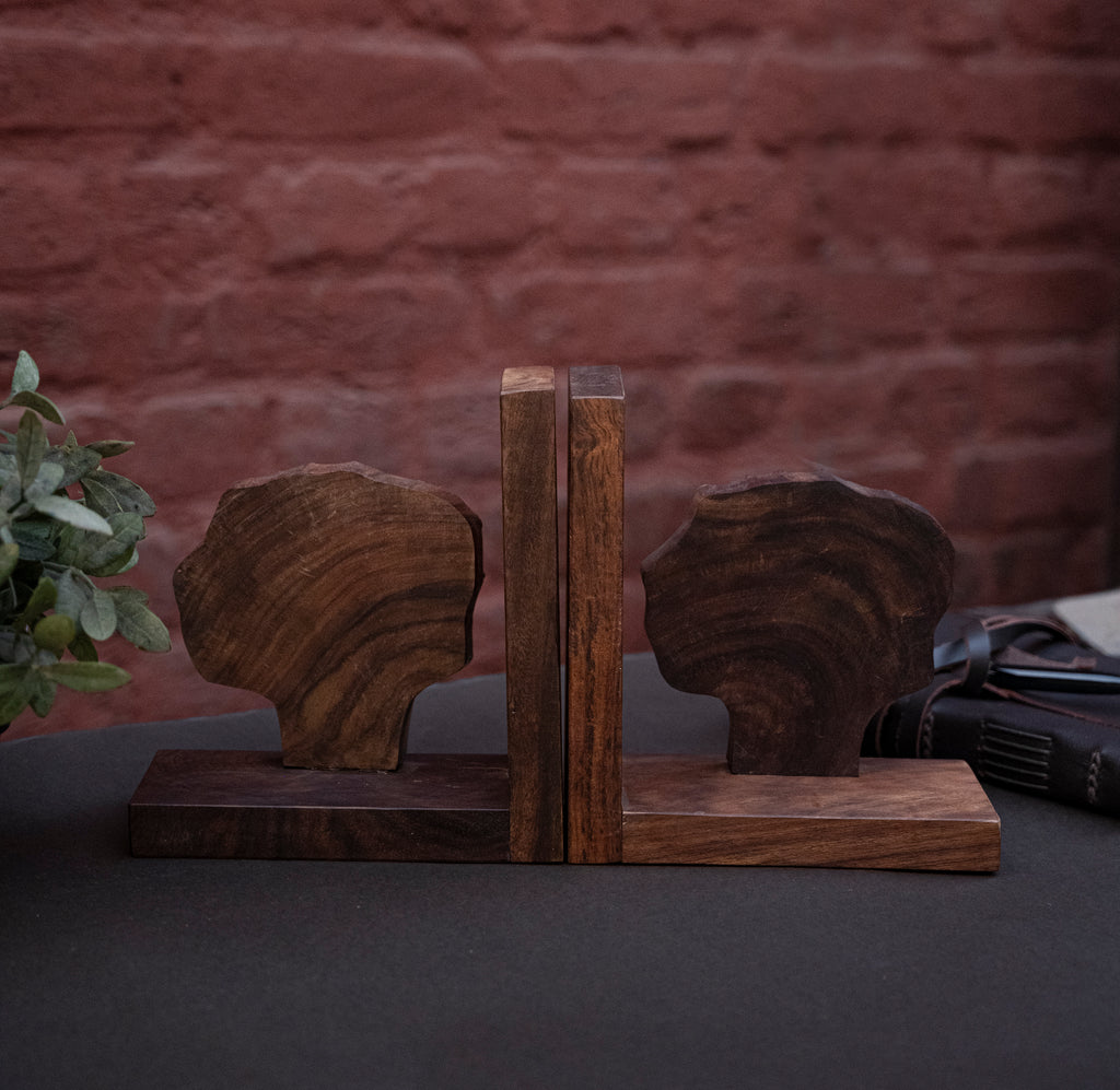 Nazakat. Exclusive, Fine Hand Engraved Wood Block Book Ends (Set of 2) - Tree of Life