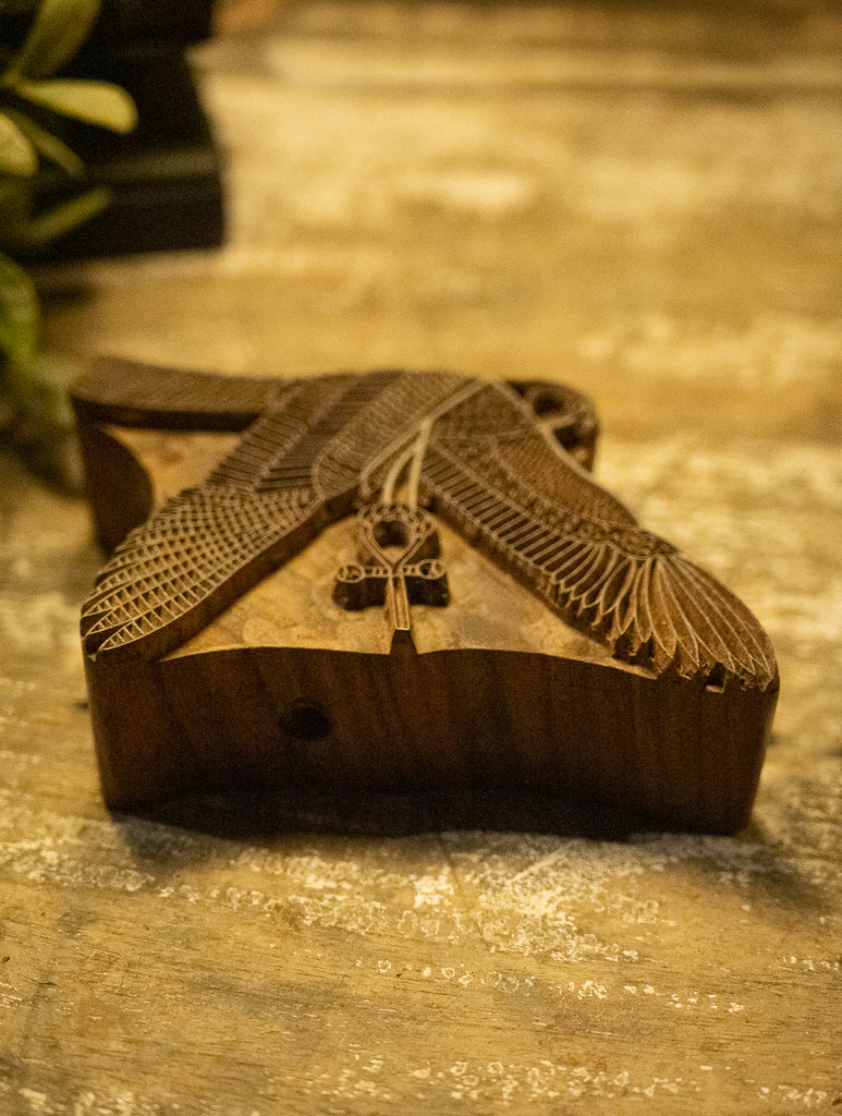 Nazakat. Exclusive, Fine Hand Engraved Wood Block Curio - The Eagle