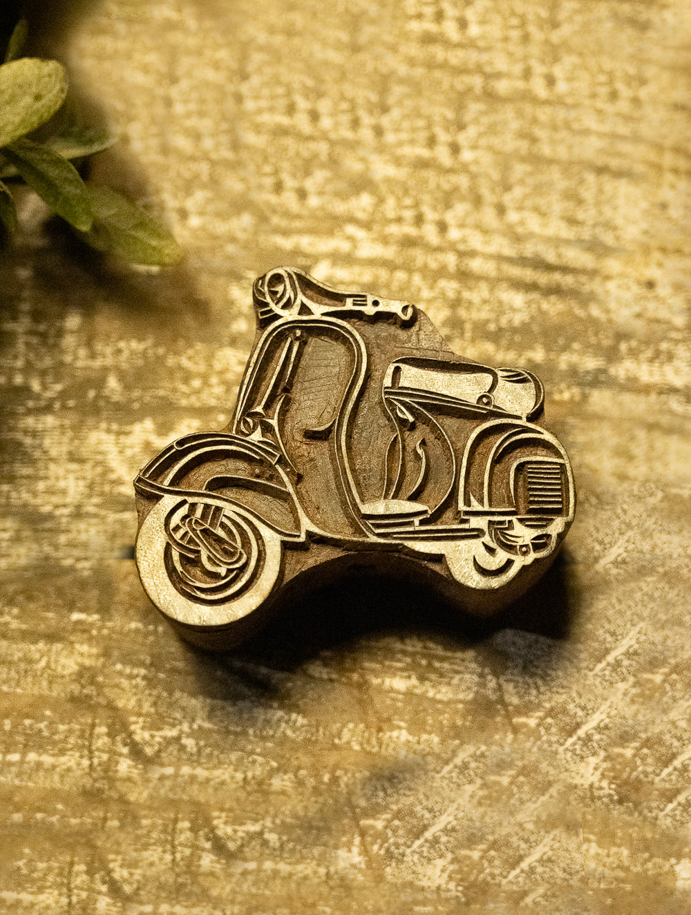 Nazakat. Exclusive, Fine Hand Engraved Wood Block Curio - The Scooter