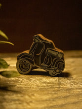 Load image into Gallery viewer, Nazakat. Exclusive, Fine Hand Engraved Wood Block Curio - The Scooter
