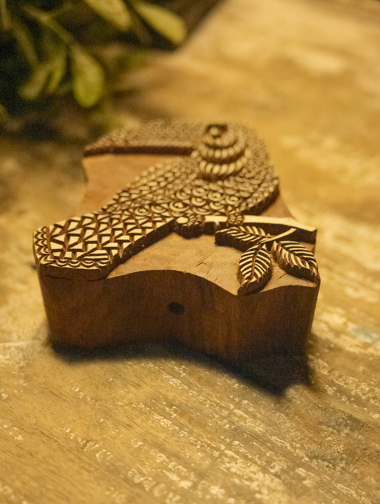 Nazakat. Exclusive, Fine Hand Engraved Wood Block Curio - Woodpecker