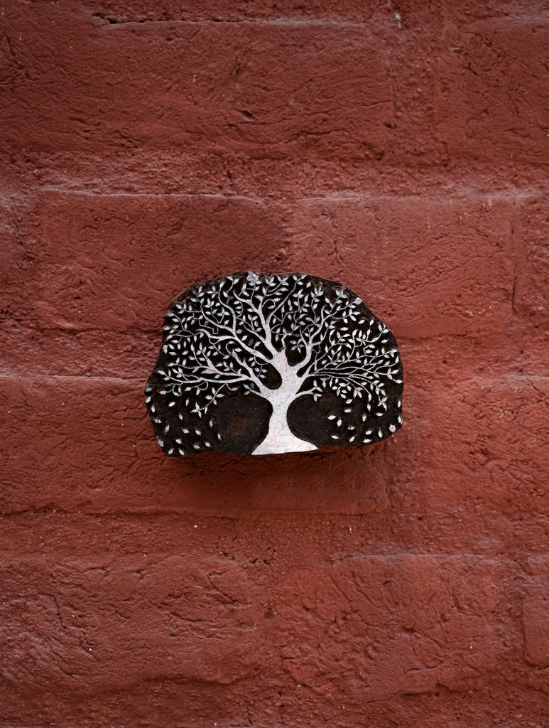 Nazakat. Exclusive, Fine Hand Engraved Wood Block Curio / Wall Piece - Autumn Tree