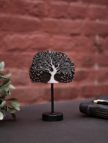 Nazakat. Exclusive, Fine Hand Engraved Wood Block Curio / Wall Piece - Autumn Tree