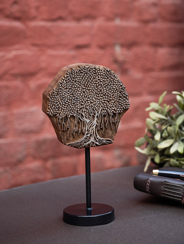 Nazakat. Exclusive, Fine Hand Engraved Wood Block Curio / Wall Piece - Banyan Tree