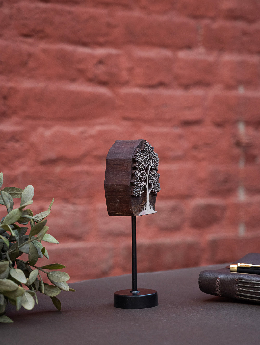 Nazakat. Exclusive, Fine Hand Engraved Wood Block Curio / Wall Piece - Darakht