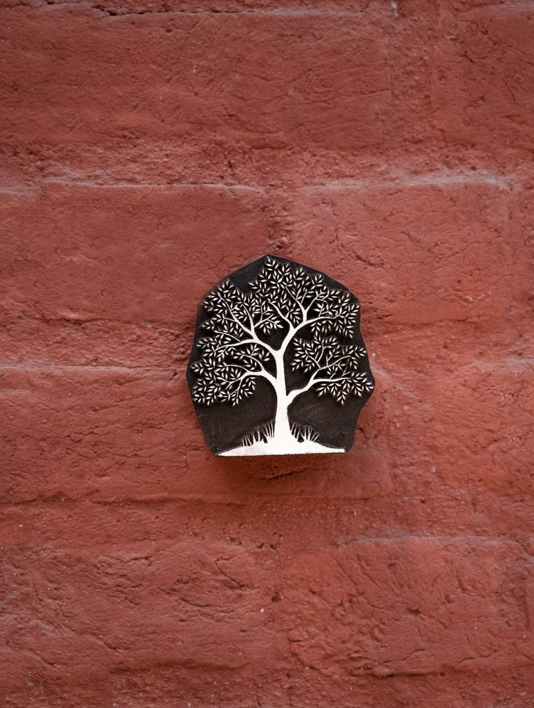 Nazakat. Exclusive, Fine Hand Engraved Wood Block Curio / Wall Piece - Darakht