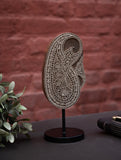Nazakat. Exclusive, Fine Hand Engraved Wood Block Curio / Wall Piece - Paisley