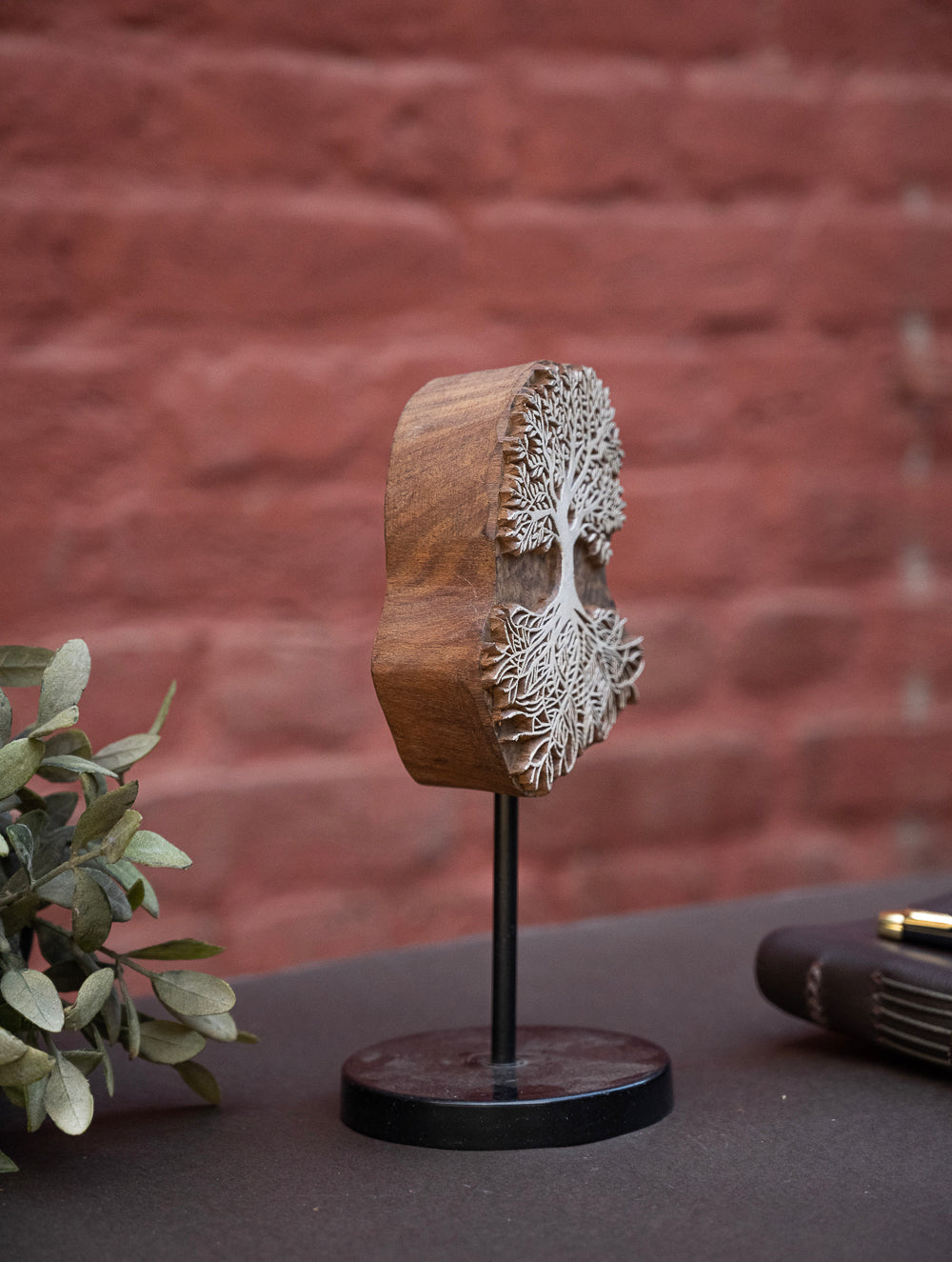 Nazakat. Exclusive, Fine Hand Engraved Wood Block Curio / Wall Piece - The Tree