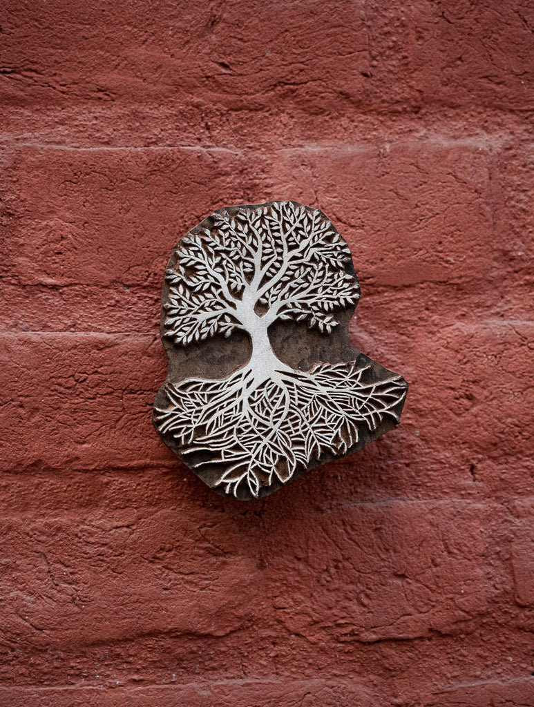 Nazakat. Exclusive, Fine Hand Engraved Wood Block Curio / Wall Piece - The Tree
