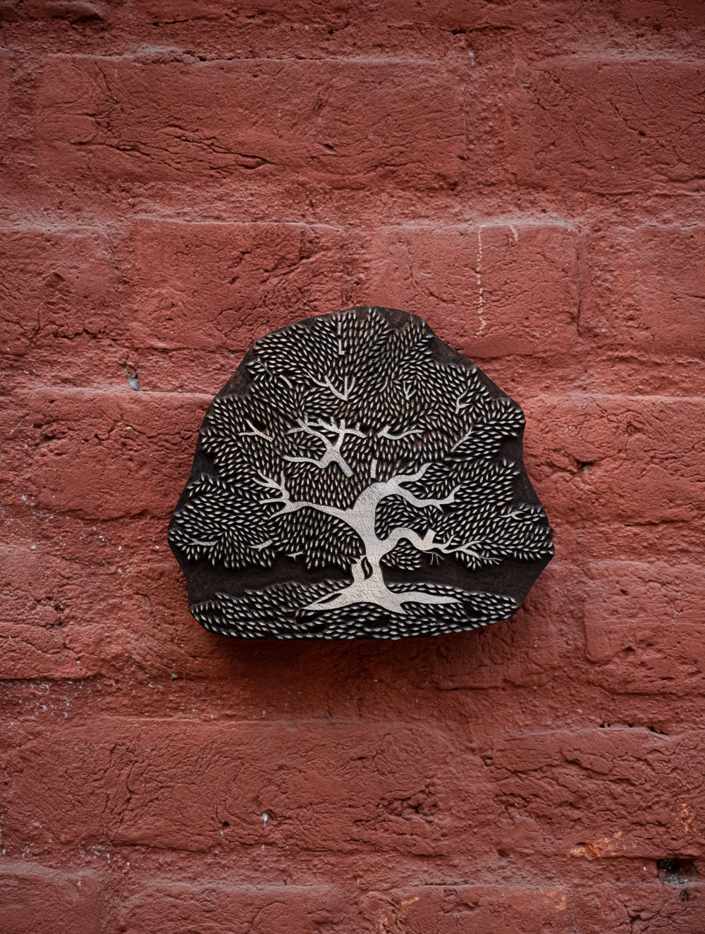 Nazakat. Exclusive, Fine Hand Engraved Wood Block Curio / Wall Piece - Tree in Autumn