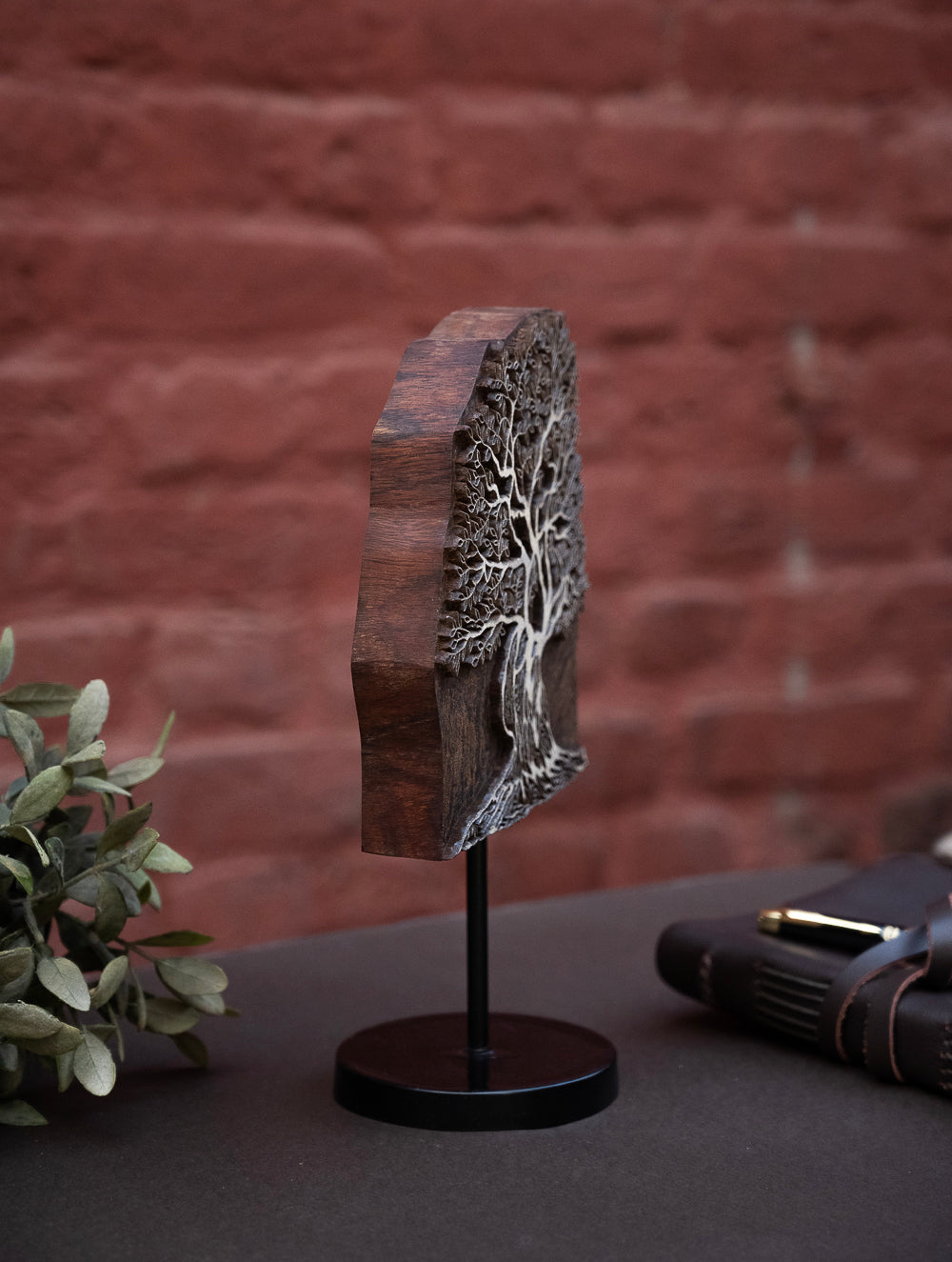 Nazakat. Exclusive, Fine Hand Engraved Wood Block Curio / Wall Piece - Tree of Life