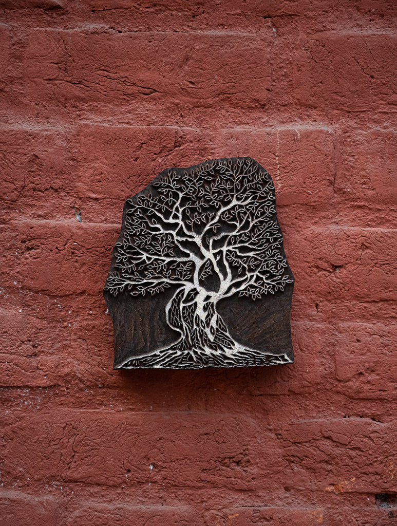 Nazakat. Exclusive, Fine Hand Engraved Wood Block Curio / Wall Piece - Tree of Life
