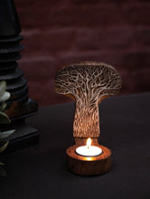 Load image into Gallery viewer, Nazakat. Exclusive, Fine Hand Engraved Wood Block Tealight Holder - Tree Of Life