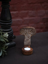 Load image into Gallery viewer, Nazakat. Exclusive, Fine Hand Engraved Wood Block Tealight Holder - Tree Of Life